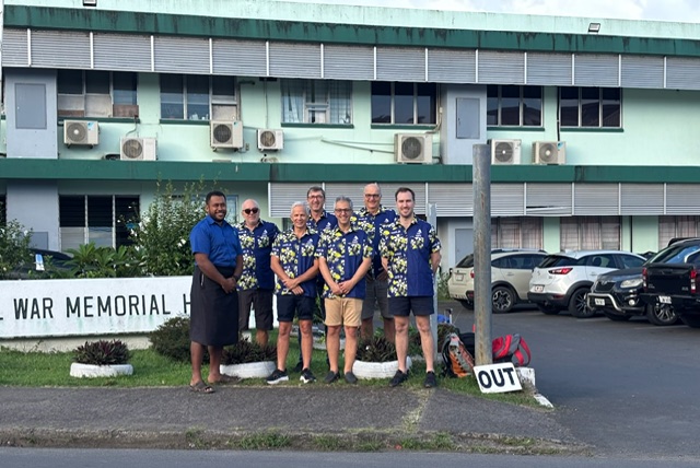 Team outside War Memorial Hospital